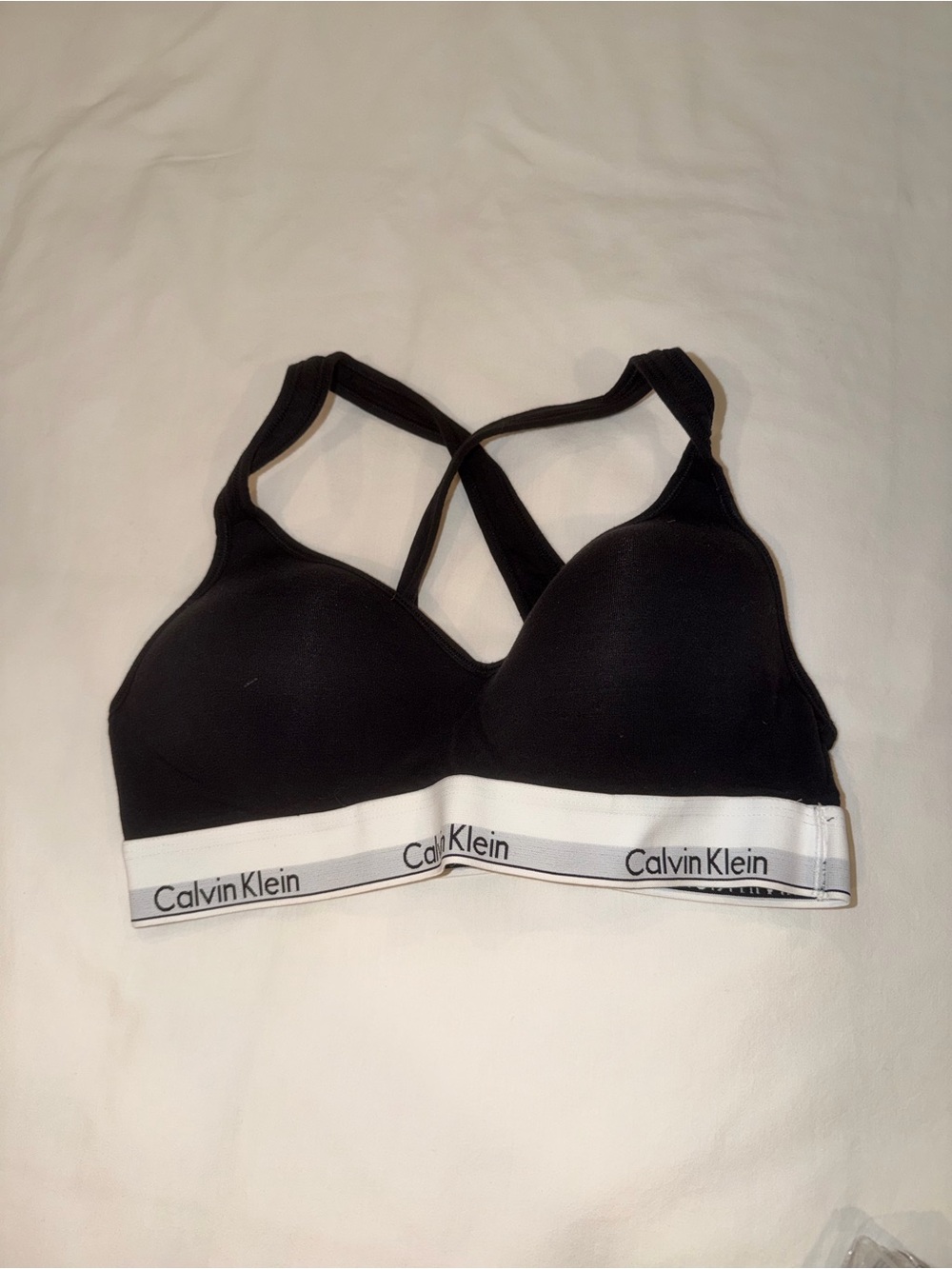 Calvin Klein Black Padded Bra with White Logo Band
